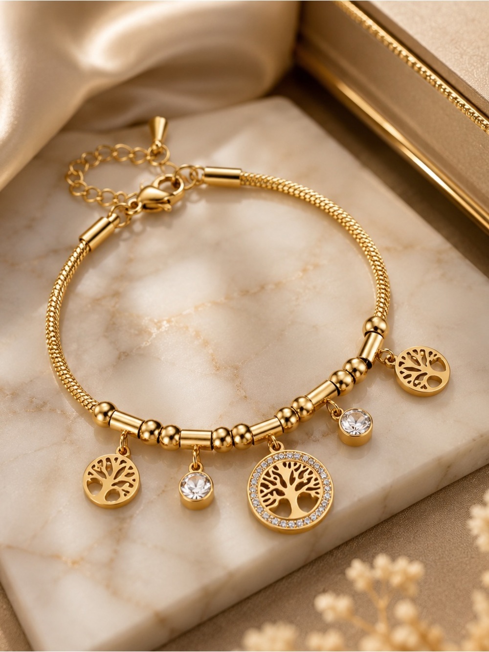 Gold Elegant Charm Bracelet - Women's Jewelry - Picture 3 of 5